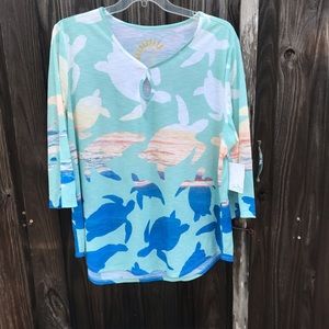 NWT Sun Bay presents a 3/4 length sleeve on a keyhole neck .  Size 2X